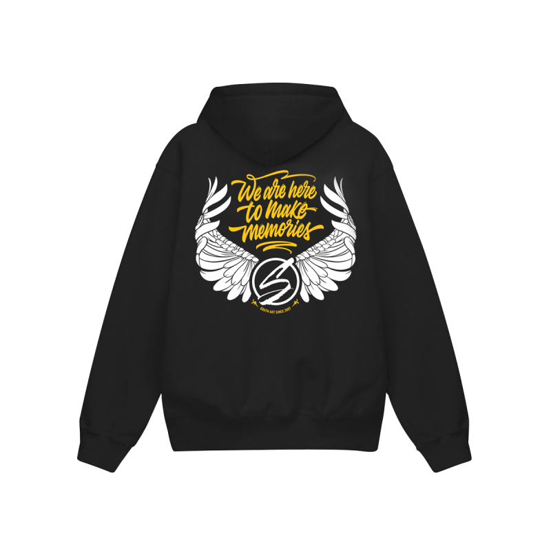 Худі оверсайз «We Are Here To Make Me Memories» Carbon Black/Yellow, S
