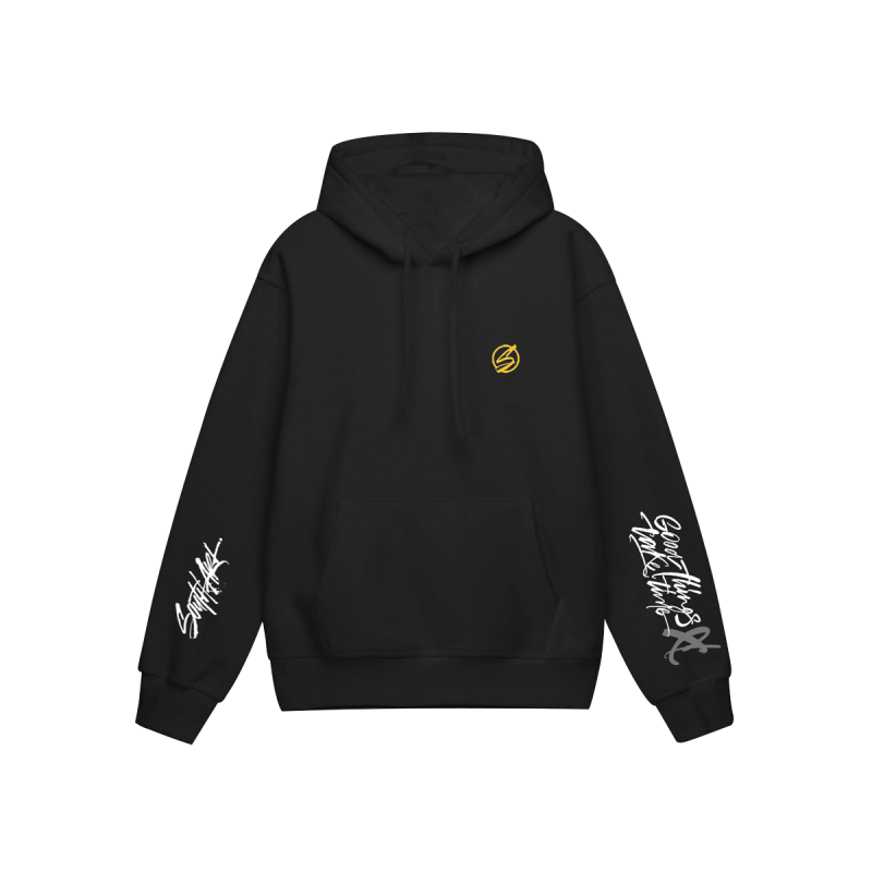 Худі оверсайз «We Are Here To Make Me Memories» Carbon Black/Yellow, S