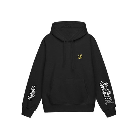 Худі оверсайз «We Are Here To Make Me Memories» Carbon Black/Yellow, S