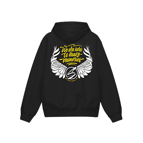 Худі оверсайз «We Are Here To Make Me Memories» Carbon Black/Yellow, L-XL